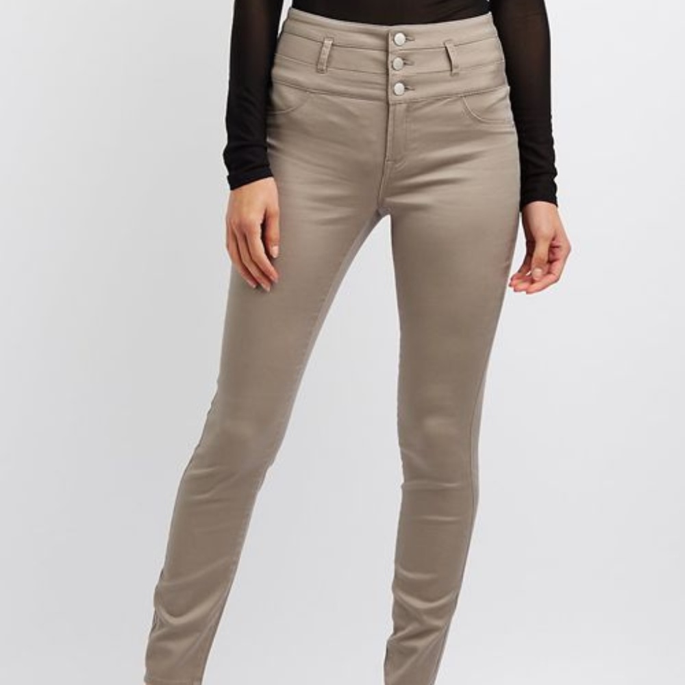 Charlotte Russe Taupe High-Waisted Jeans